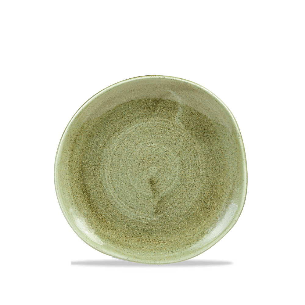 123030 Teller flach Organic 19cm STONECAST PATINA burnished green