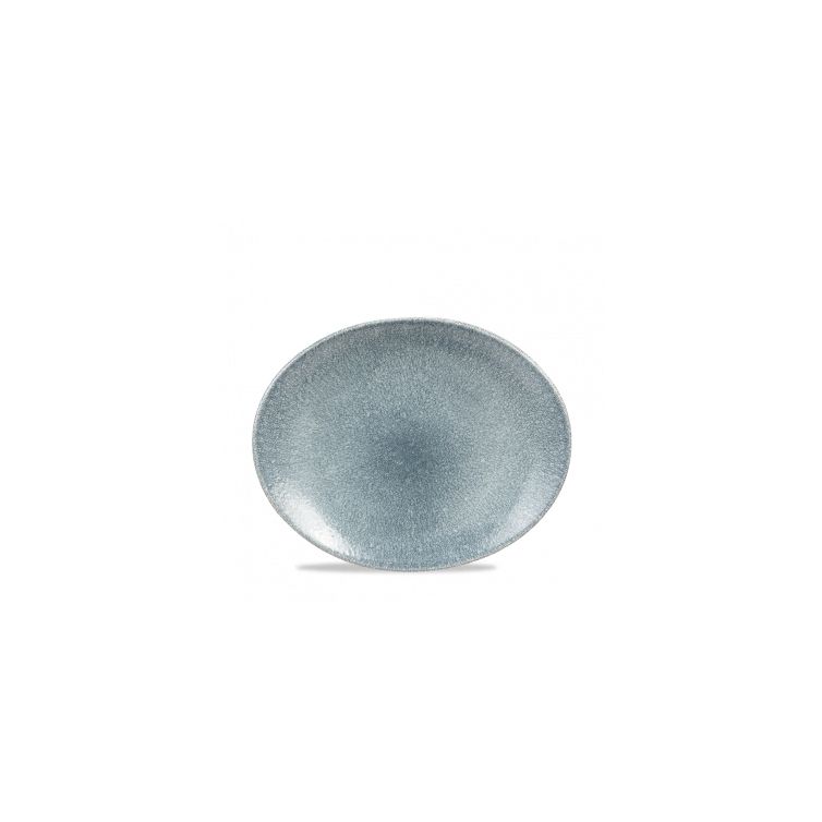 Platte oval coup 27x23cm RAKU topaz blue