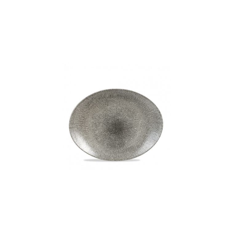 Platte oval coup 32x26cm RAKU quartz black