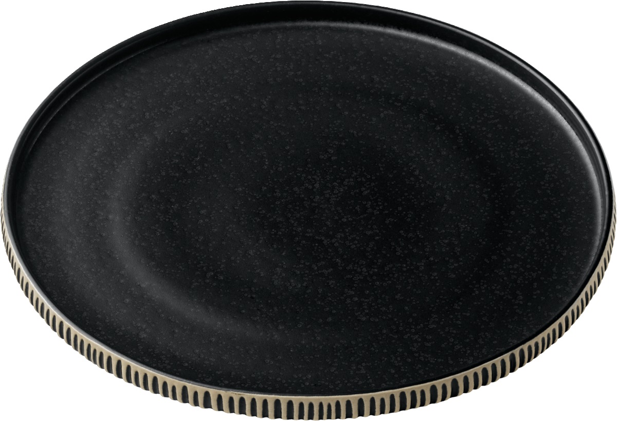 Teller flach rund hoher Rand 27cm NARA RELIEF schwarz/weiß Teller flach rund hoher Rand 27cm NARA RELIEF schwarz/weiß