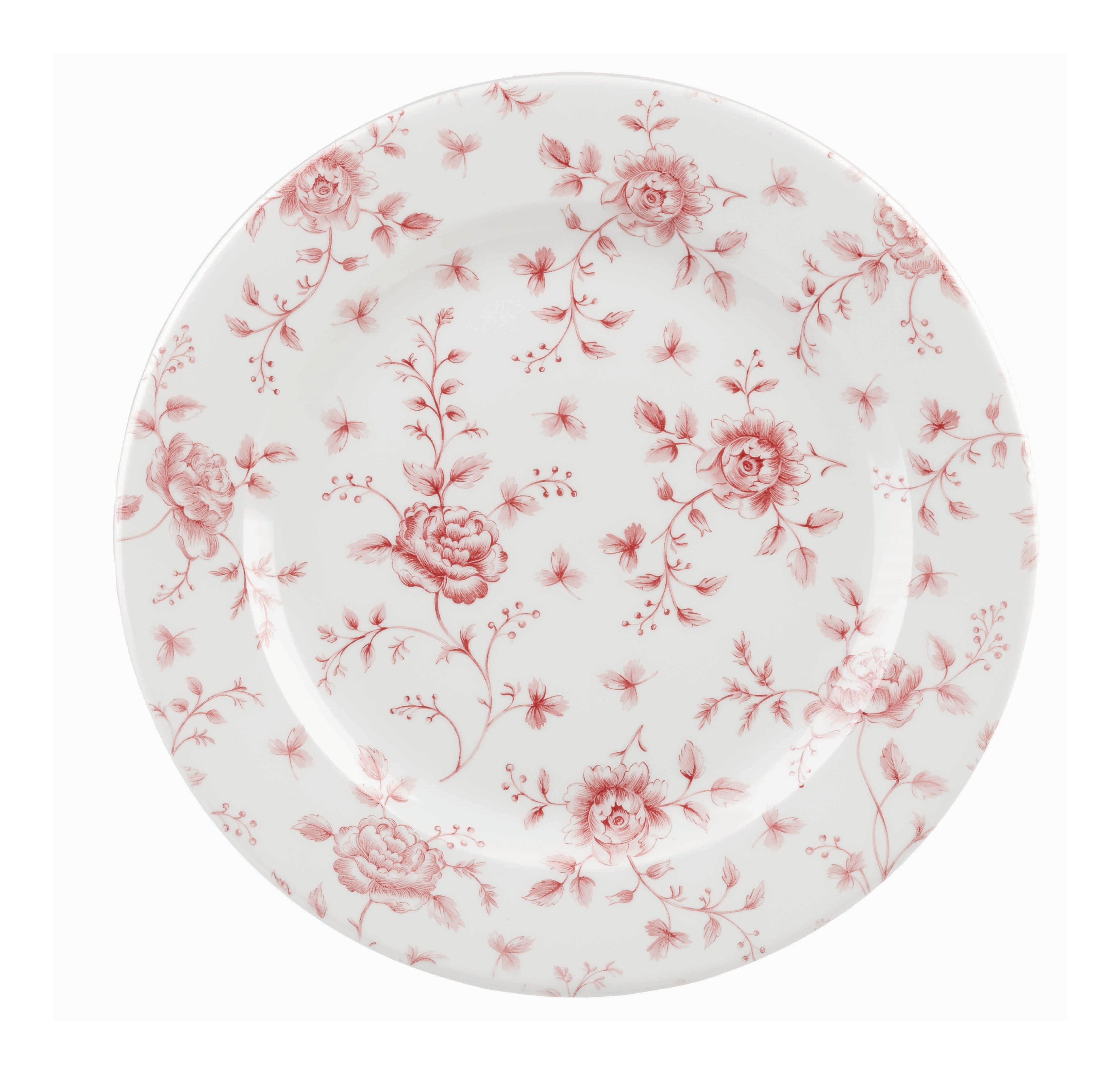 122844 Teller flach 31cm VINTAGE PRINTS cranberry rose chintz
