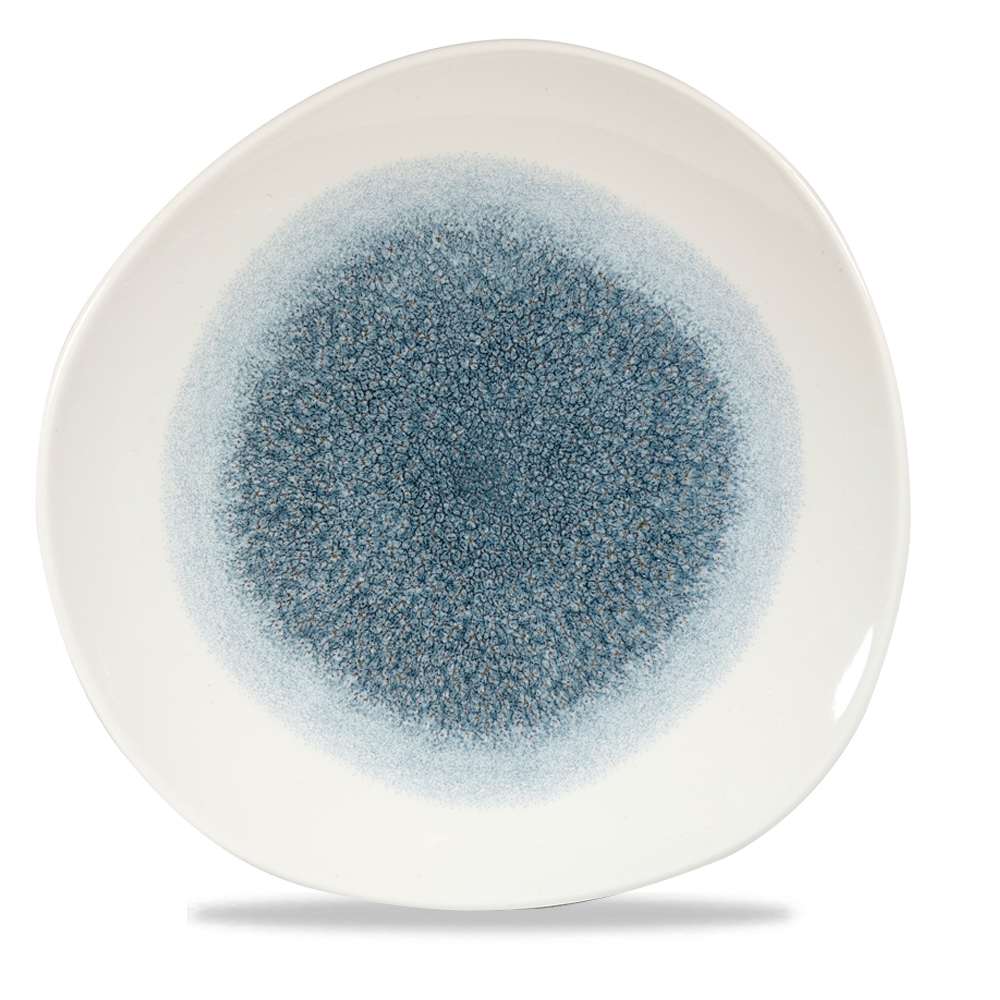 Teller flach Organic 28,6cm RAKU Topaz blue